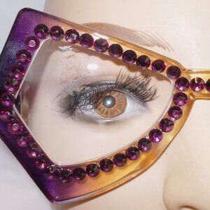 PURPLE TWO TONE GEOMETRIC READING GLASSES UNIQUE STYLE 3.00 STRENGTH